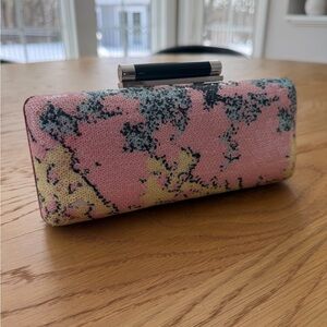Diane von Furstenberg Elegant Pink and Yellow sequin Clutch